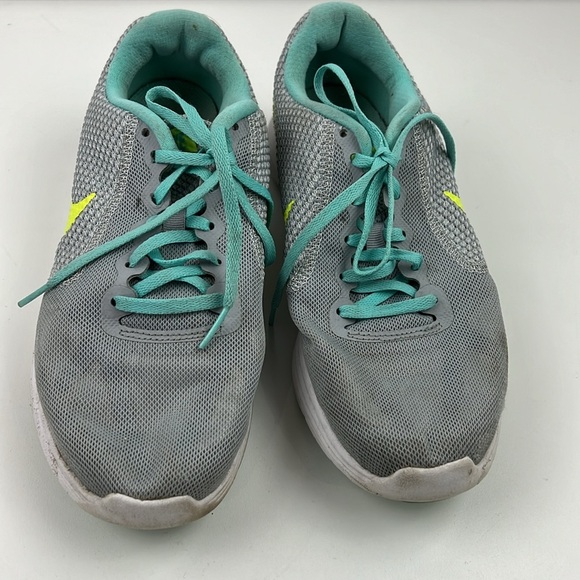 Nike Revolution 3 women's Grey Volt Turquoise Running Shoes - Picture 3 of 7